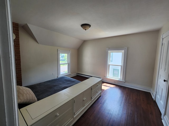 406 E Maple St, Coudersport, PA 16915 - unfurnished bedroom with dark wood-style floors and vaulted ceiling