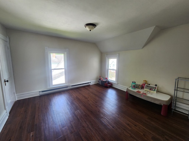 406 E Maple St, Coudersport, PA 16915 - additional living space with baseboard heating, vaulted ceiling, and wood finished floors