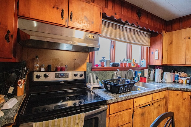 kitchen featuring electric stove and sink