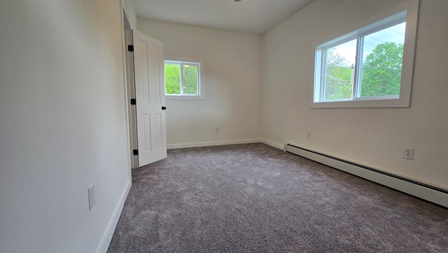 105 Taylor St, Blossburg, PA 16912 - spare room featuring a baseboard heating unit, carpet, and baseboards