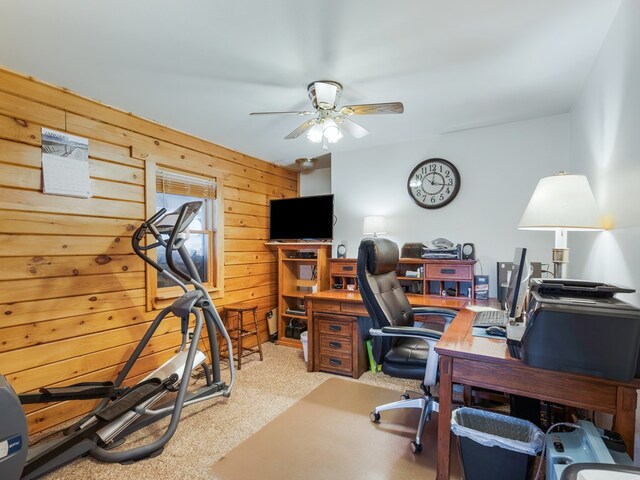 102 Fred Catlin Rd, Owego, NY 13827 - office with wood walls and ceiling fan