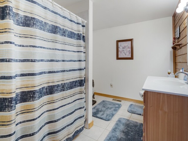 102 Fred Catlin Rd, Owego, NY 13827 - bathroom featuring vanity, curtained shower, baseboards, toilet, and tile patterned flooring