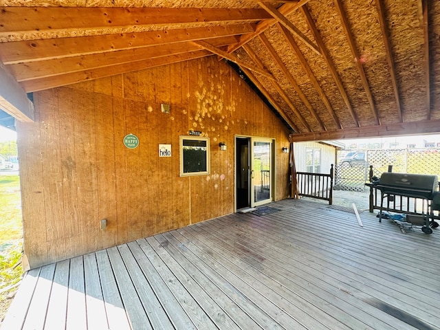 wooden deck with grilling area