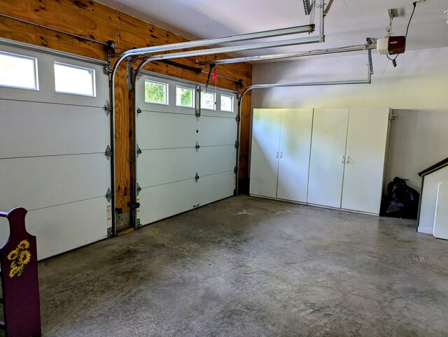 garage with a garage door opener