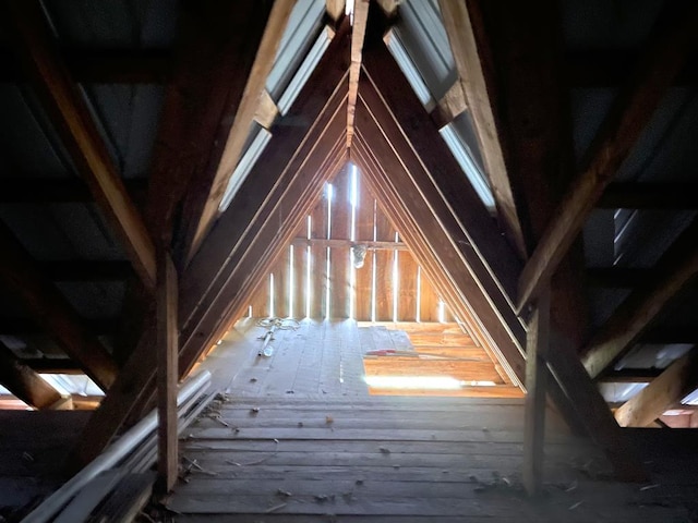 view of unfinished attic