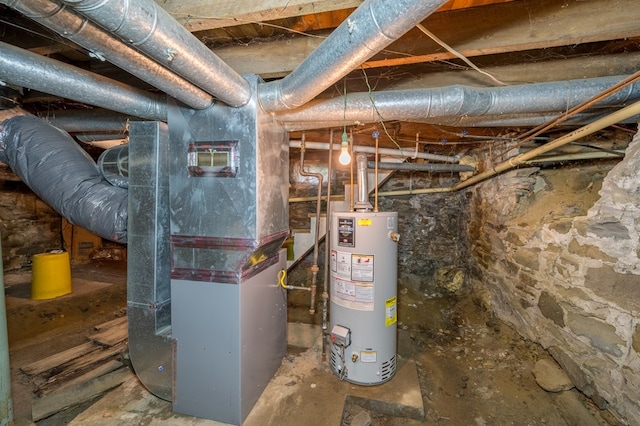 utility room with gas water heater