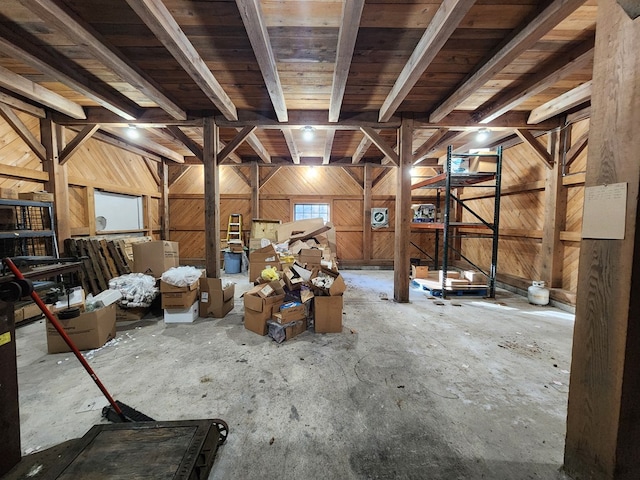 1358 S Brookland Rd, Ulysses, PA 16948 - misc room with wooden walls and beamed ceiling