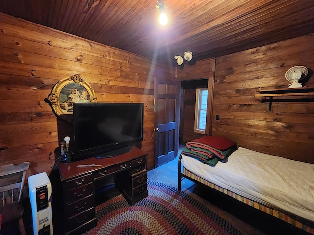 bedroom featuring wooden ceiling