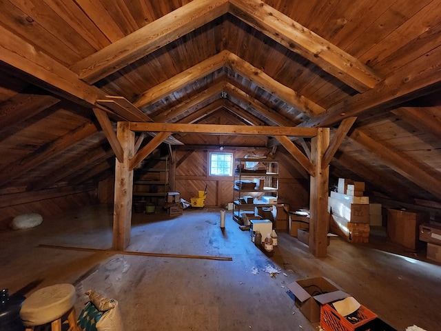 view of unfinished attic