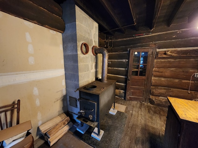 interior space with dark wood-type flooring