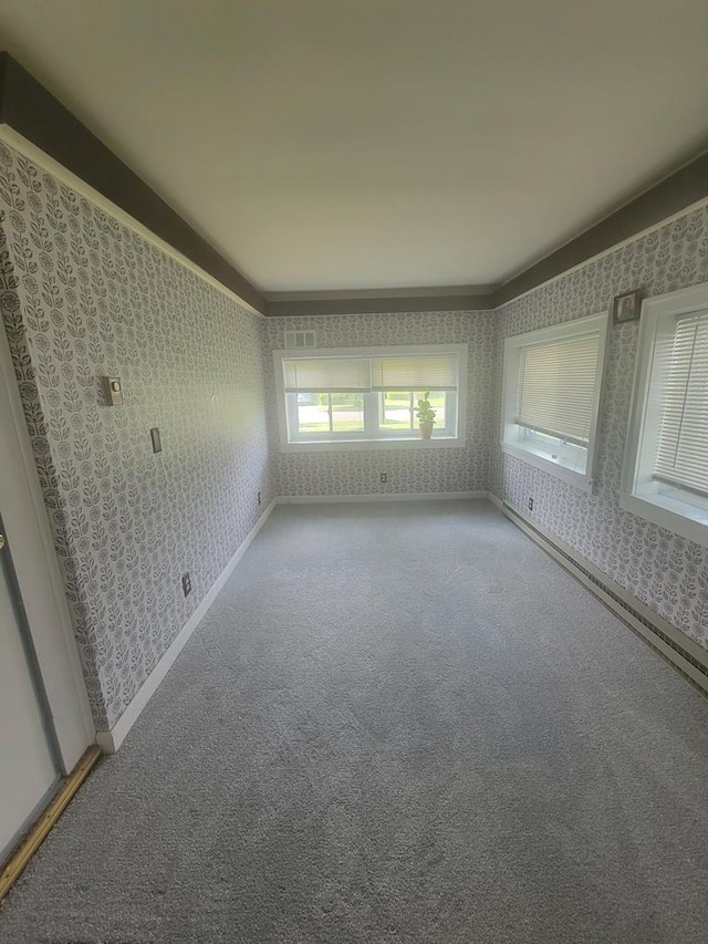 818 W Water St, Elmira, NY 14905 - carpeted empty room with wallpapered walls