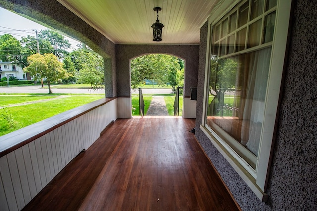 818 W Water St, Elmira, NY 14905 - wooden porch featuring a lawn