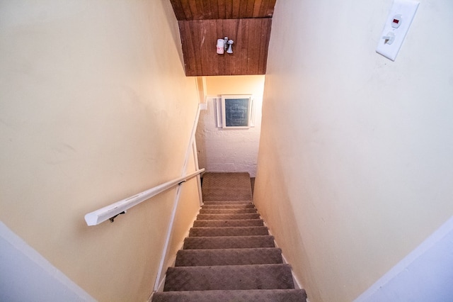 818 W Water St, Elmira, NY 14905 - stairs featuring wood ceiling