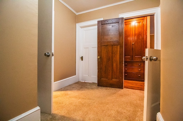 818 W Water St, Elmira, NY 14905 - corridor featuring carpet floors and ornamental molding