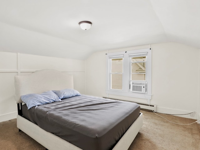 29 Cadwell Ave, Waverly, NY 14892 - carpeted bedroom with lofted ceiling, cooling unit, a baseboard heating unit, and baseboards