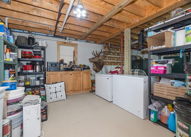 436 Teeter Rd, Genesee, PA 16923 - unfinished below grade area featuring refrigerator