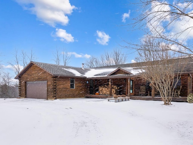 cabin with a garage