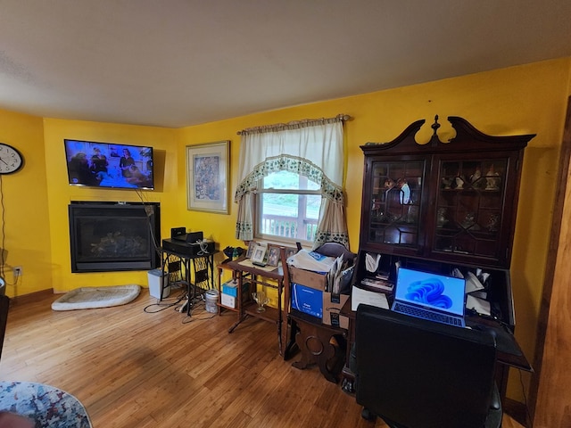 office space featuring hardwood / wood-style flooring