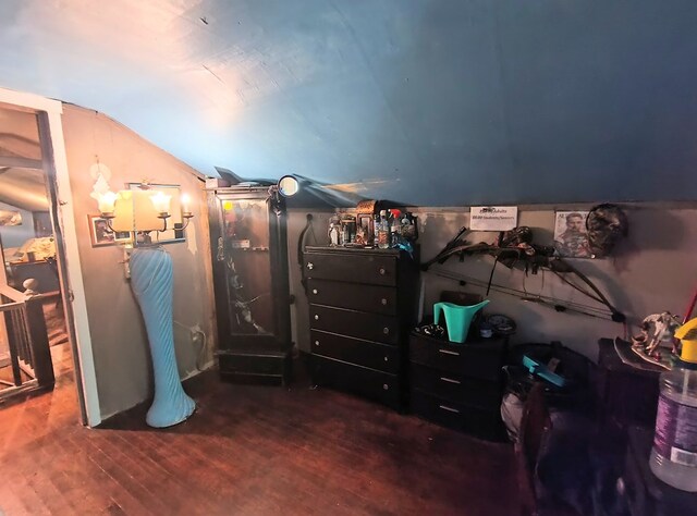 2756 Austinville Rd, Troy, PA 16947 - bedroom with wood finished floors, vaulted ceiling, and baseboards
