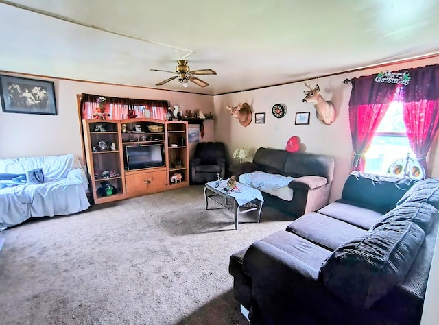 2756 Austinville Rd, Troy, PA 16947 - carpeted living area featuring a ceiling fan