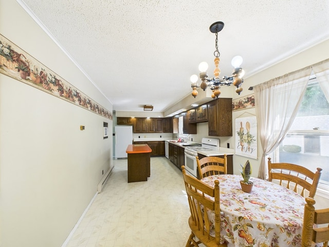 1041 Rte 44, Shinglehouse, PA 16748 - dining space with a chandelier, ornamental molding, a textured ceiling, and light flooring