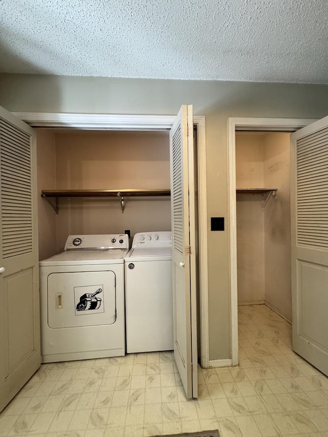 1041 Rte 44, Shinglehouse, PA 16748 - laundry area featuring light floors, separate washer and dryer, and a textured ceiling