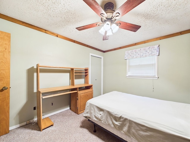 1041 Rte 44, Shinglehouse, PA 16748 - bedroom with light carpet, a textured ceiling, and ceiling fan