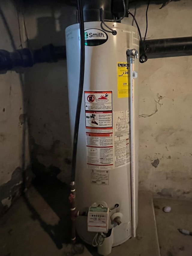 utility room featuring gas water heater