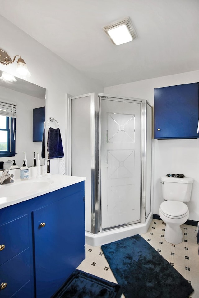 667 Ostrom Hill Rd, Liberty, PA 16930 - full bathroom featuring vanity, toilet, and a shower stall