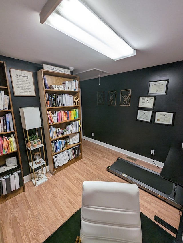 office space featuring hardwood / wood-style floors