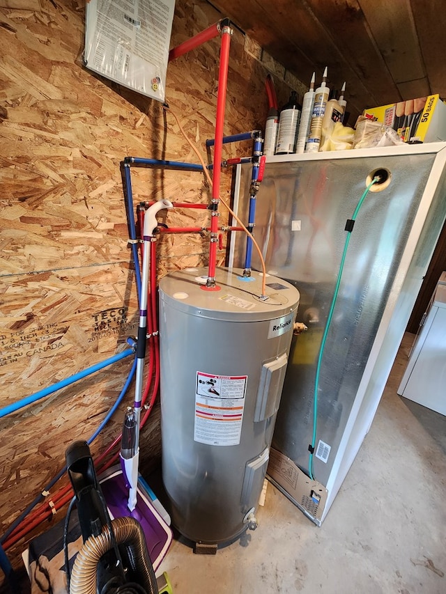 utility room featuring water heater