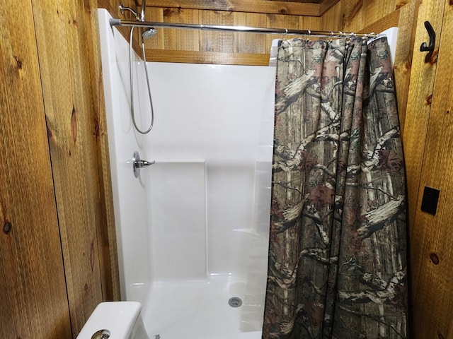 bathroom with a shower with curtain