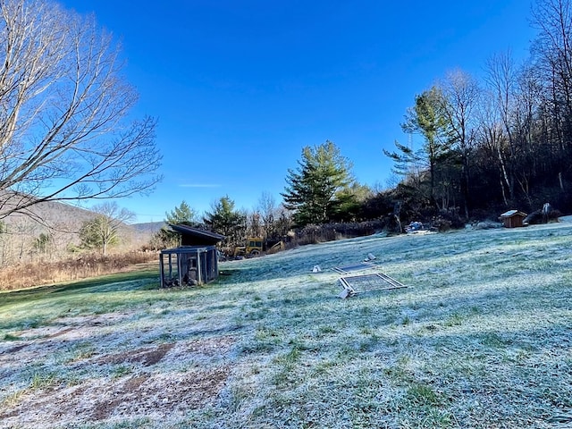 view of yard featuring a mountain view