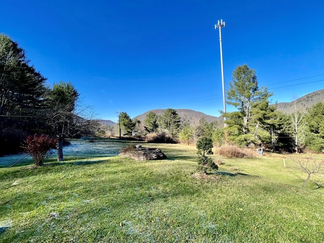 view of yard featuring a mountain view