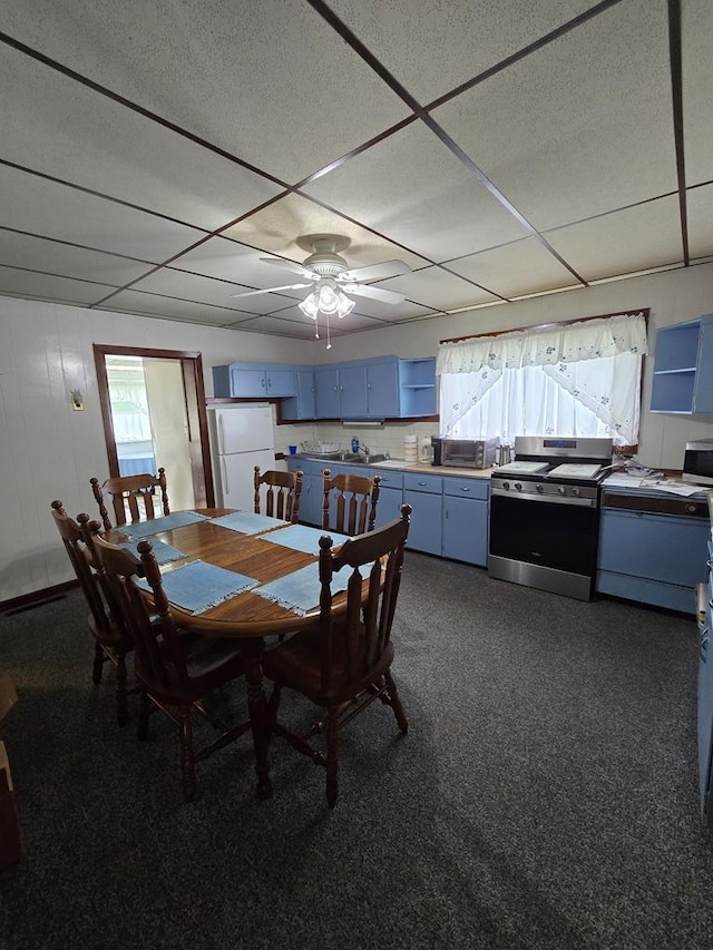 258 Pleasant Stream Rd, Trout Run, PA 17701 - dining room featuring ceiling fan and a drop ceiling