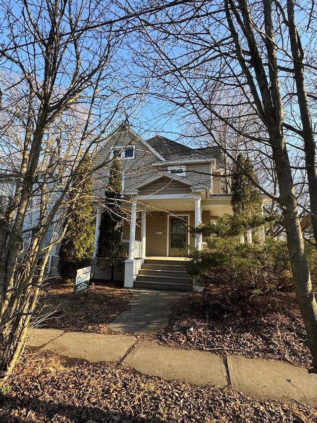 view of front of home featuring covered porch