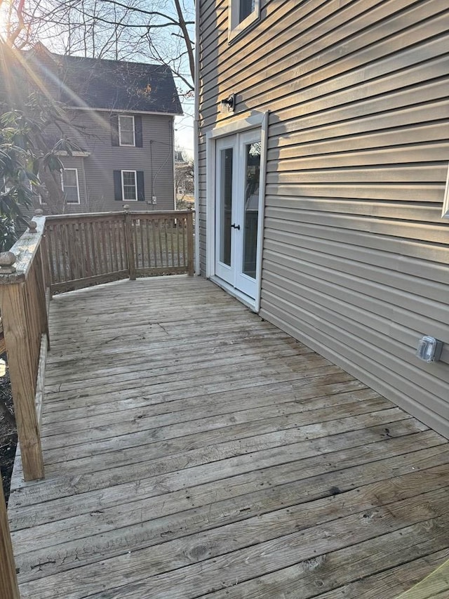 wooden terrace with french doors