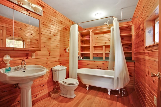 157 Shelmire Rd, Wellsboro, PA 16901 - full bath with toilet, wooden walls, a washtub, and wood finished floors