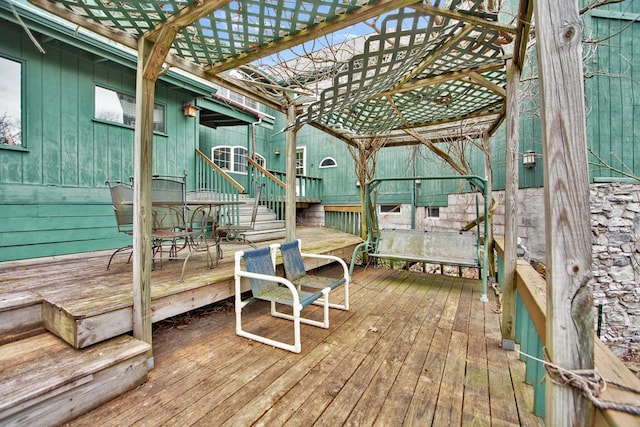 157 Shelmire Rd, Wellsboro, PA 16901 - wooden terrace with a pergola and outdoor dining space