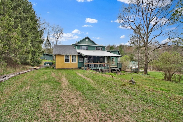 157 Shelmire Rd, Wellsboro, PA 16901 - back of house with a deck and a lawn