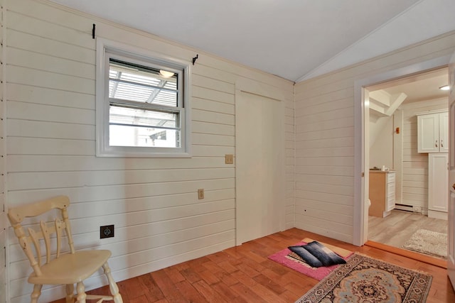 157 Shelmire Rd, Wellsboro, PA 16901 - sitting room with light wood finished floors, wood walls, and lofted ceiling