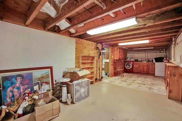 157 Shelmire Rd, Wellsboro, PA 16901 - unfinished basement with washing machine and clothes dryer and concrete block wall