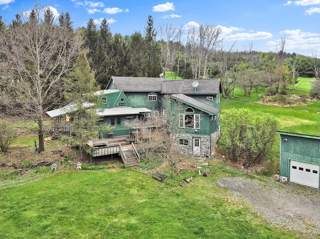 157 Shelmire Rd, Wellsboro, PA 16901 - view of home's exterior with a yard, a deck, stairs, and driveway