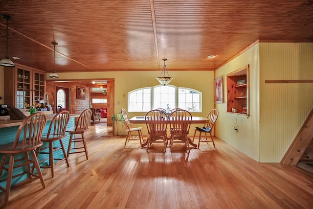 157 Shelmire Rd, Wellsboro, PA 16901 - dining space featuring wooden ceiling, hardwood / wood-style flooring, and plenty of natural light