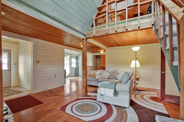 157 Shelmire Rd, Wellsboro, PA 16901 - living area featuring a wealth of natural light, wood walls, wood ceiling, and wood finished floors