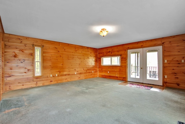 157 Shelmire Rd, Wellsboro, PA 16901 - carpeted spare room with wood walls, french doors, and plenty of natural light