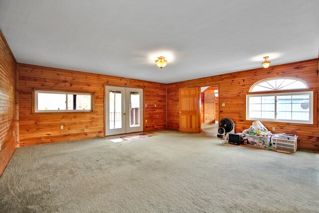 157 Shelmire Rd, Wellsboro, PA 16901 - interior space featuring wooden walls, french doors, and carpet floors