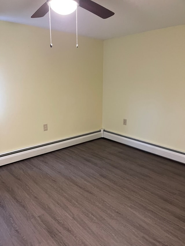 unfurnished room with hardwood / wood-style flooring and ceiling fan