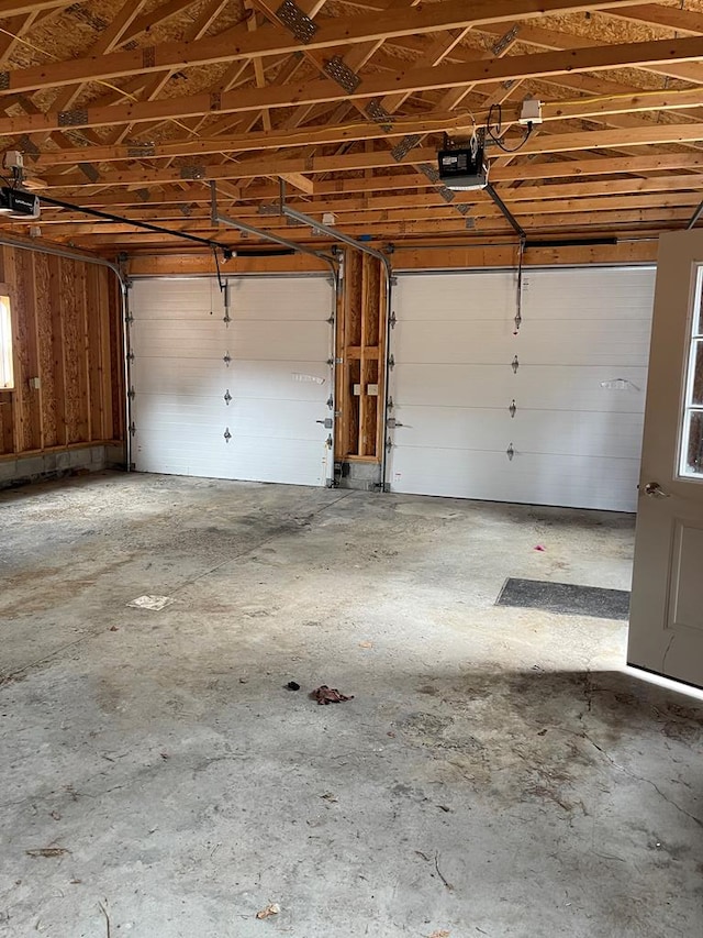 garage with a garage door opener