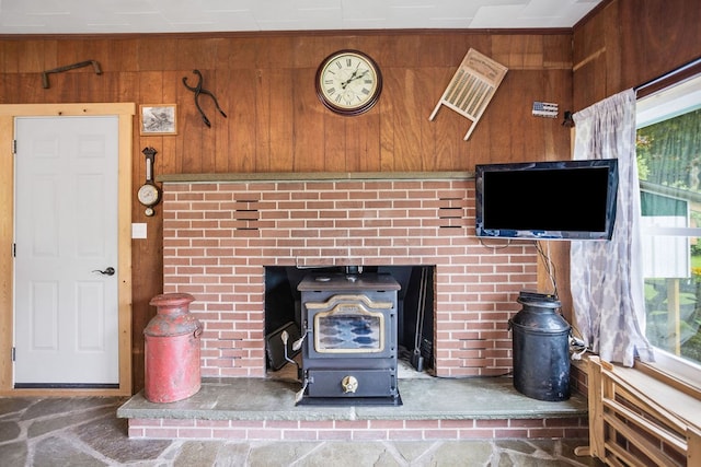 2779 Stony Fork Rd, Wellsboro, PA 16901 - detailed view of a wood stove and wood walls